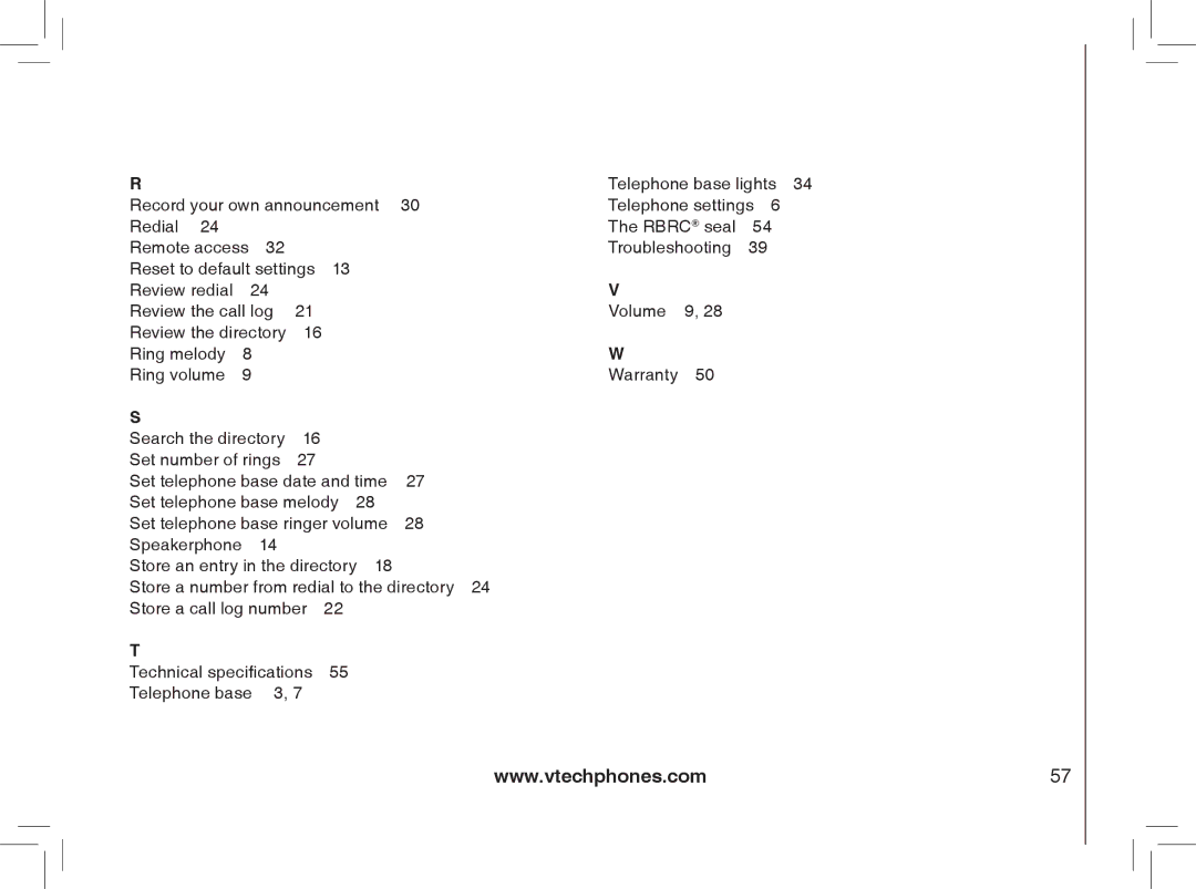 VTech Model 6032 user manual Telephone settings  